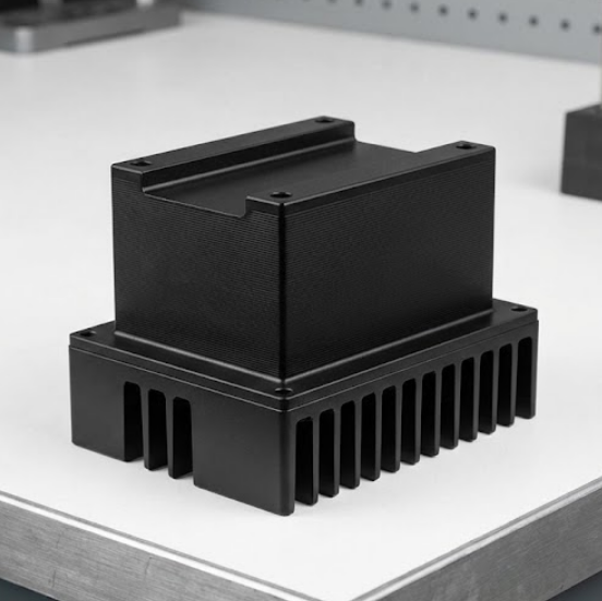 Hard anodized aerospace components showing uniform surface treatment