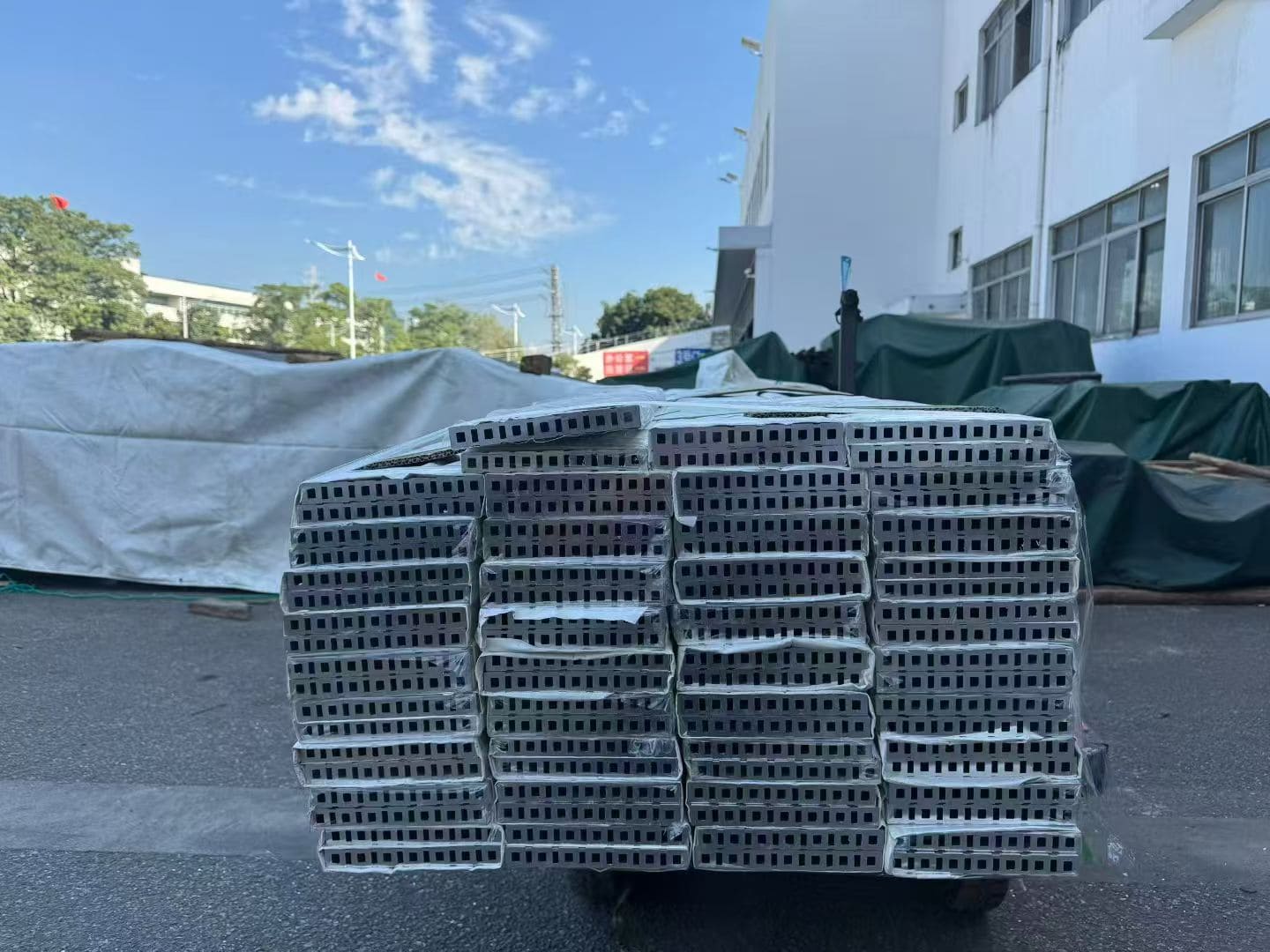 Aluminum square tubes showing structural profiles