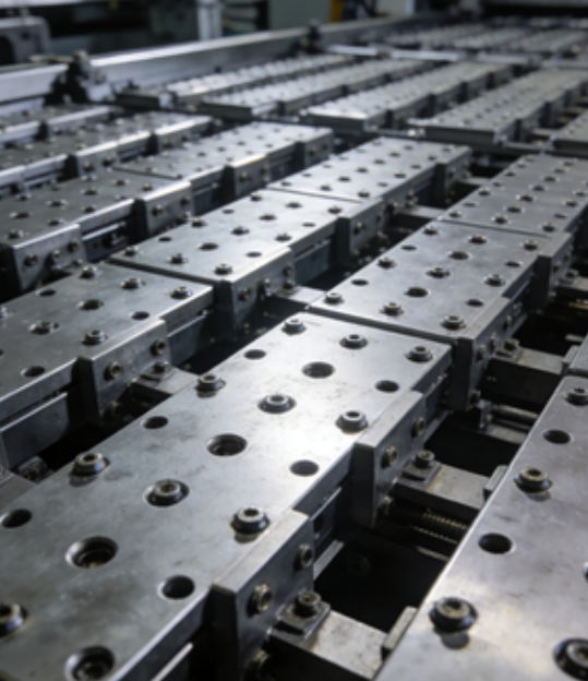 Large-scale aluminum automation frame with precision mounting points