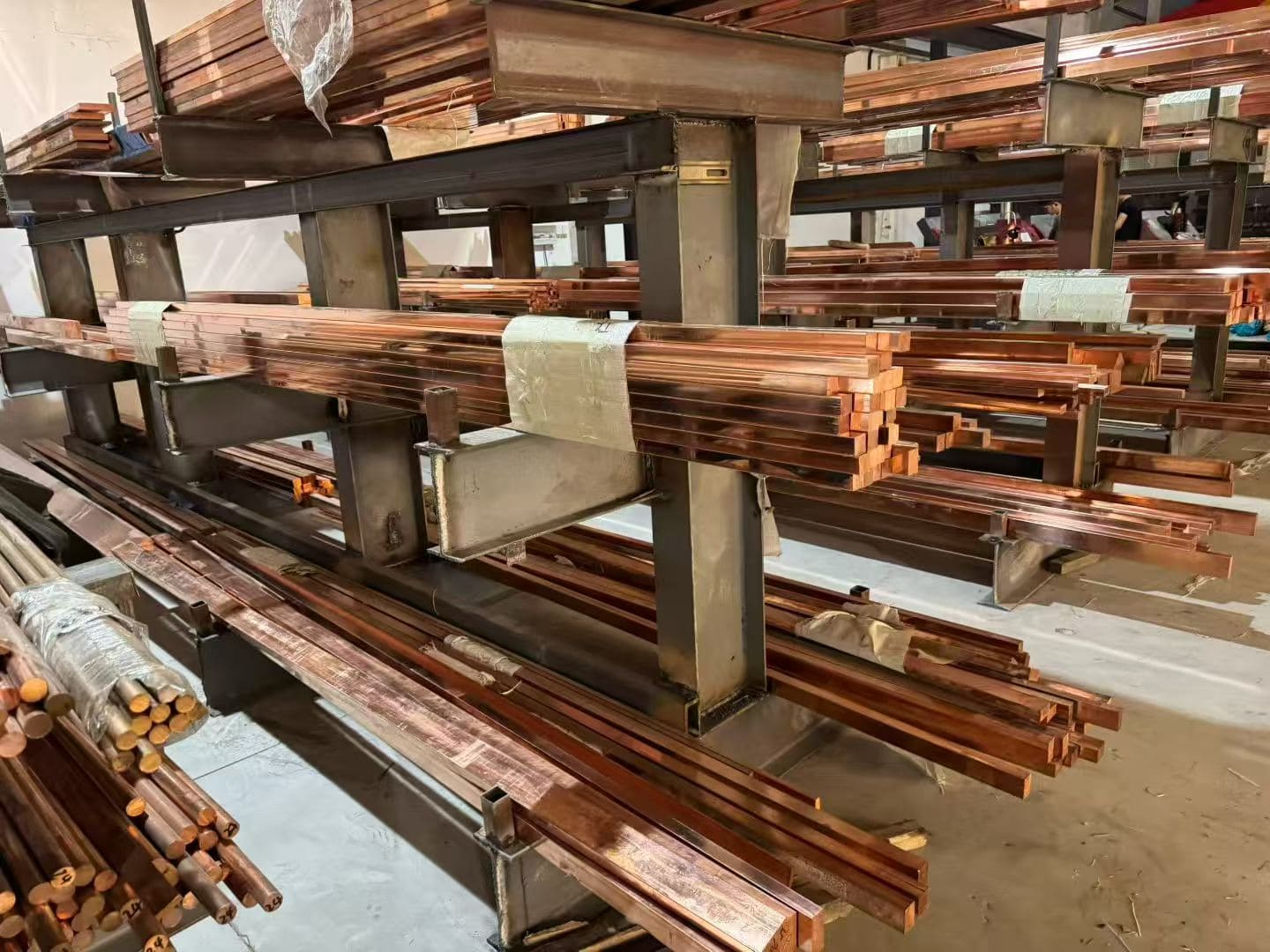 YCS Metal 5000 tons aluminum and copper materials warehouse panoramic view with organized inventory stacks